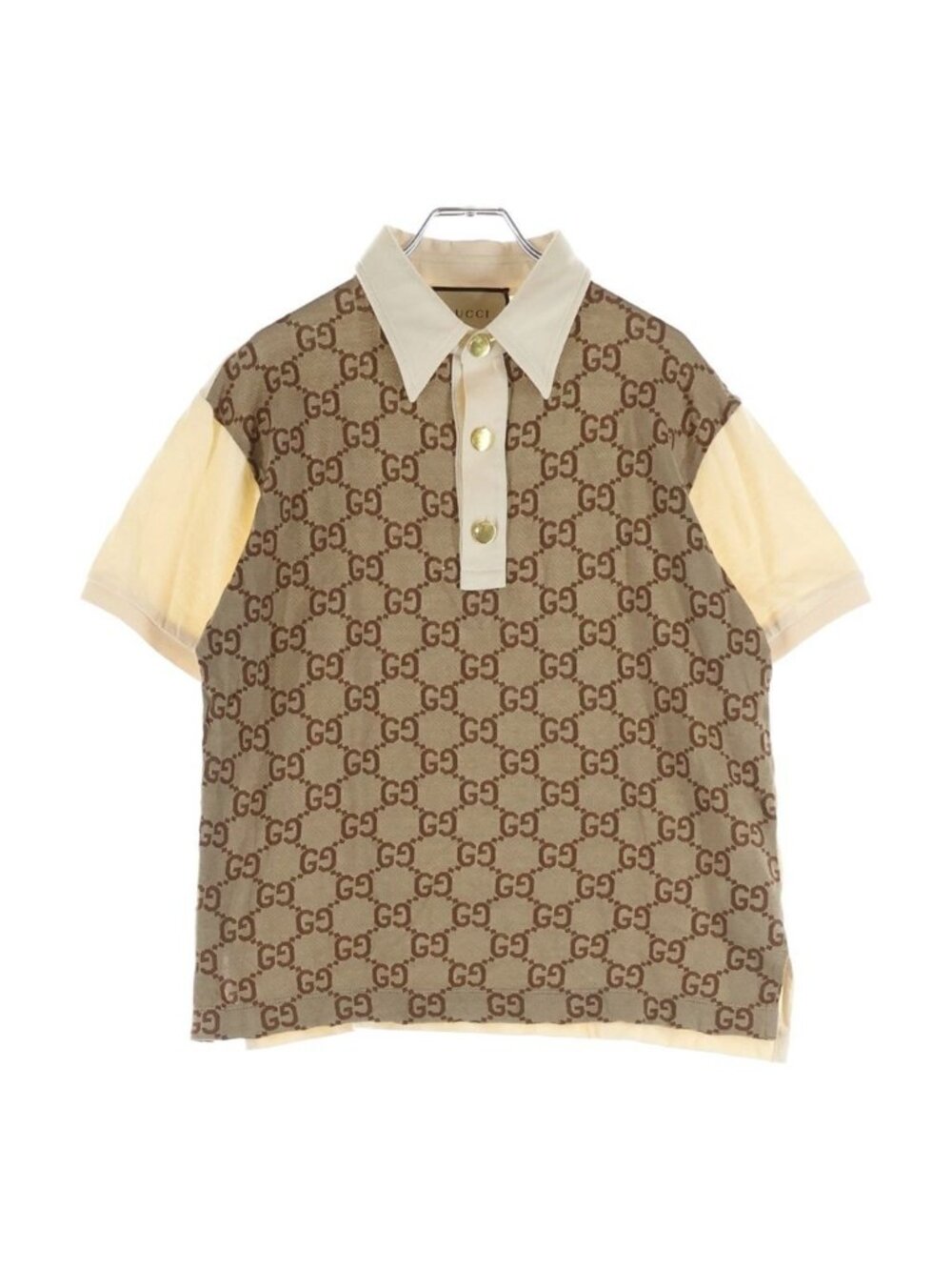 Gucci GG Logo Cotton Polo Shirt Short Sleeve Brown